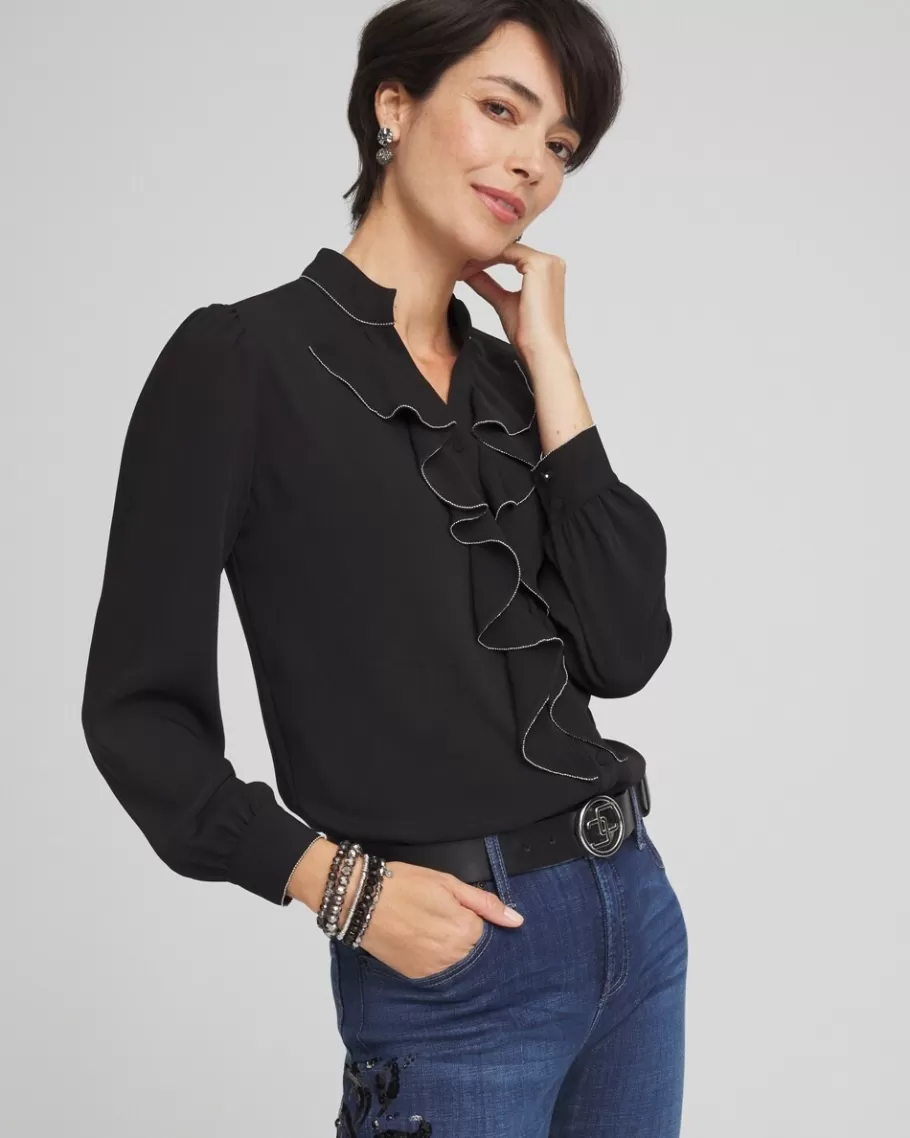 Chico's Ruffle Neck Shirt