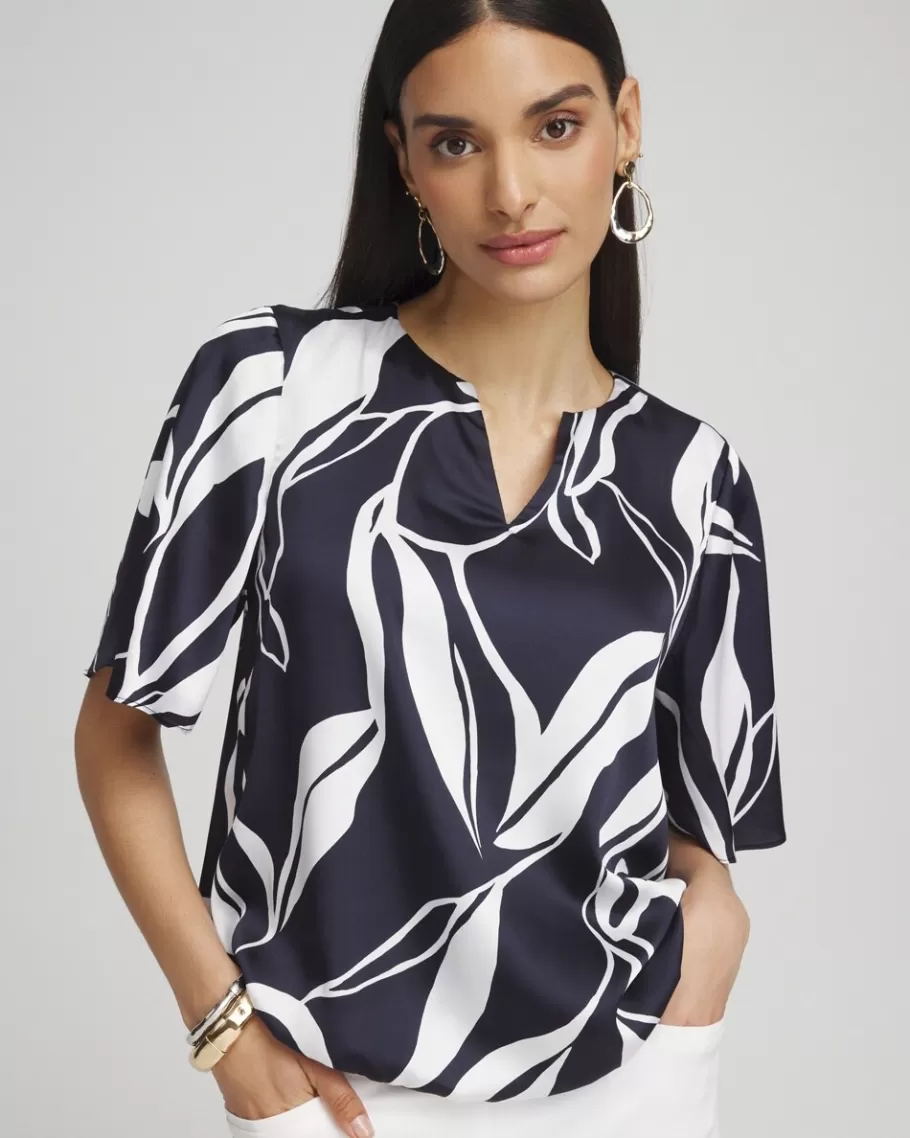 Chico's Satin Bubble Hem Blouse