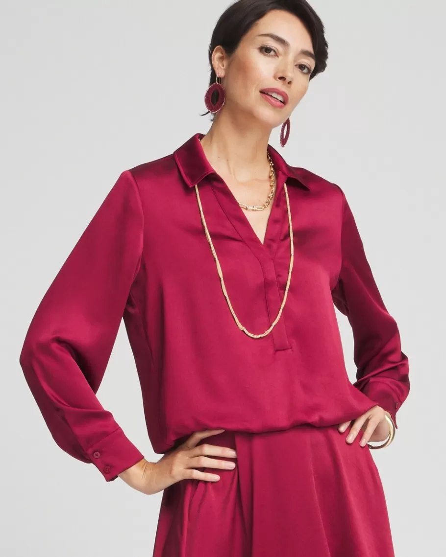 Chico's Satin Bubble Hem Shirt