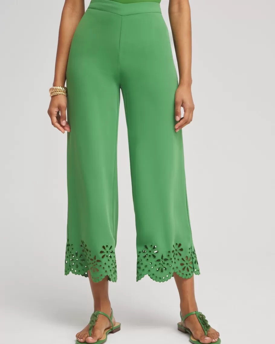 Chico's Satin Eyelet Hem Culottes