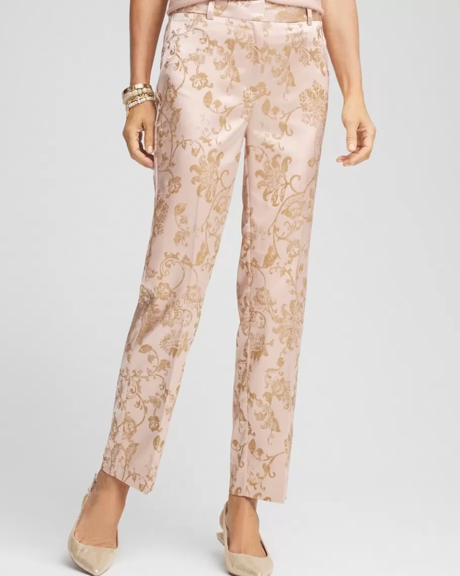 Chico's Satin Jacquard Straight Ankle Pants