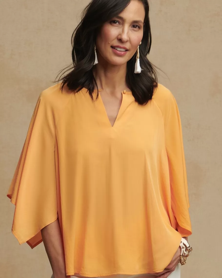 Chico's Satin Keyhole Neck Blouse