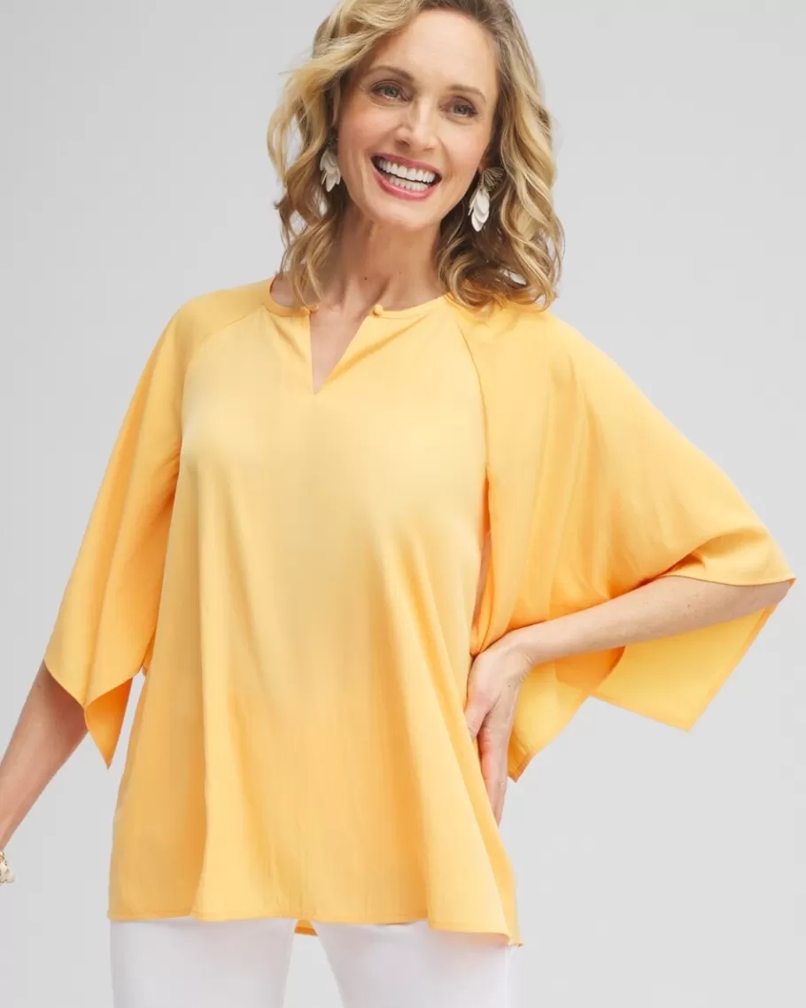 Chico's Satin Keyhole Neck Blouse