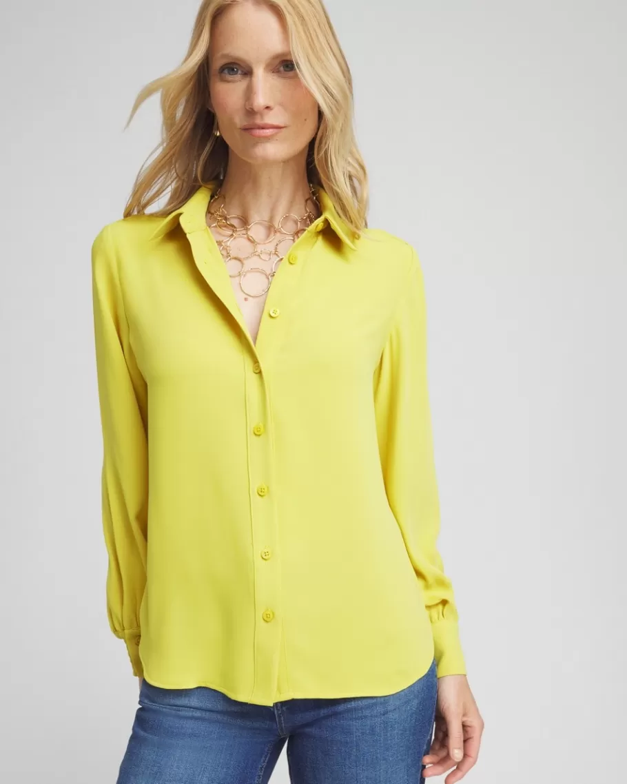 Chico's Satin Pleat Sleeve Shirt