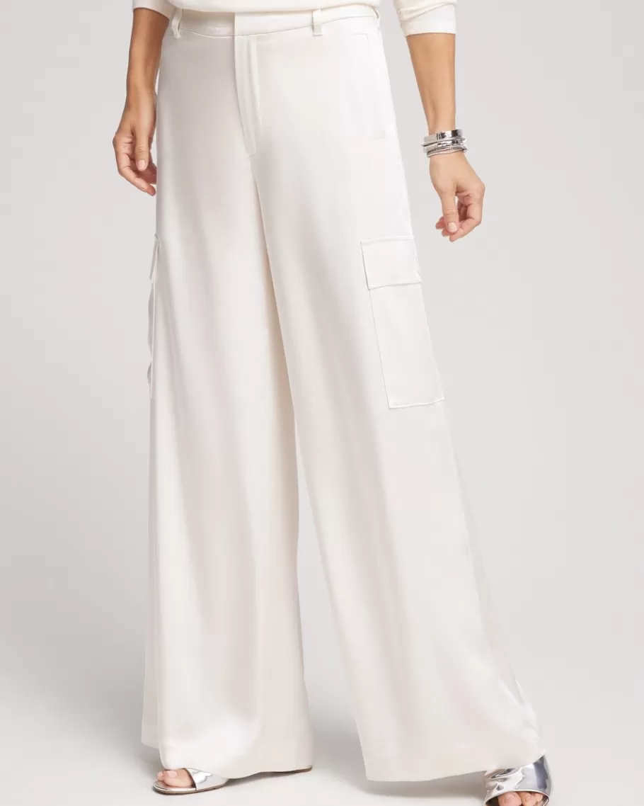 Chico's Satin Wide Leg Cargo Pants