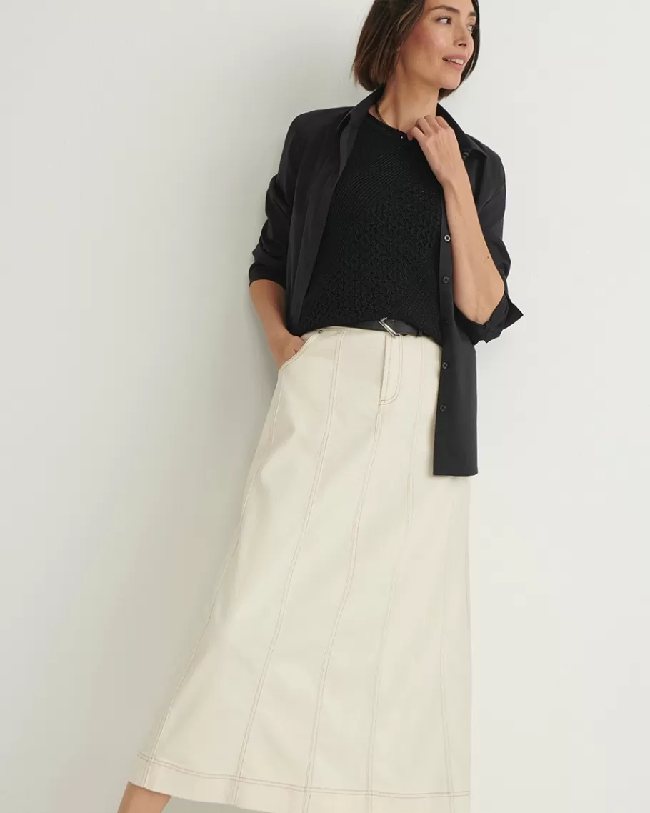 Chico's Seeded Denim Midi Skirt