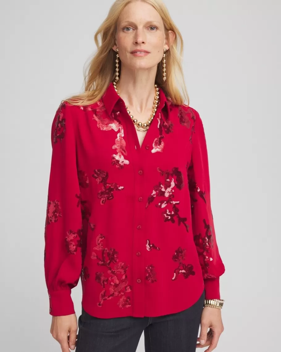 Chico's Sequin Embellished Shirt