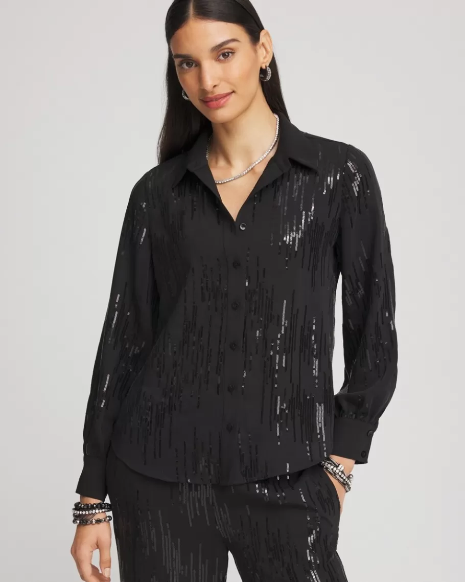 Chico's Sequined Satin Shirt