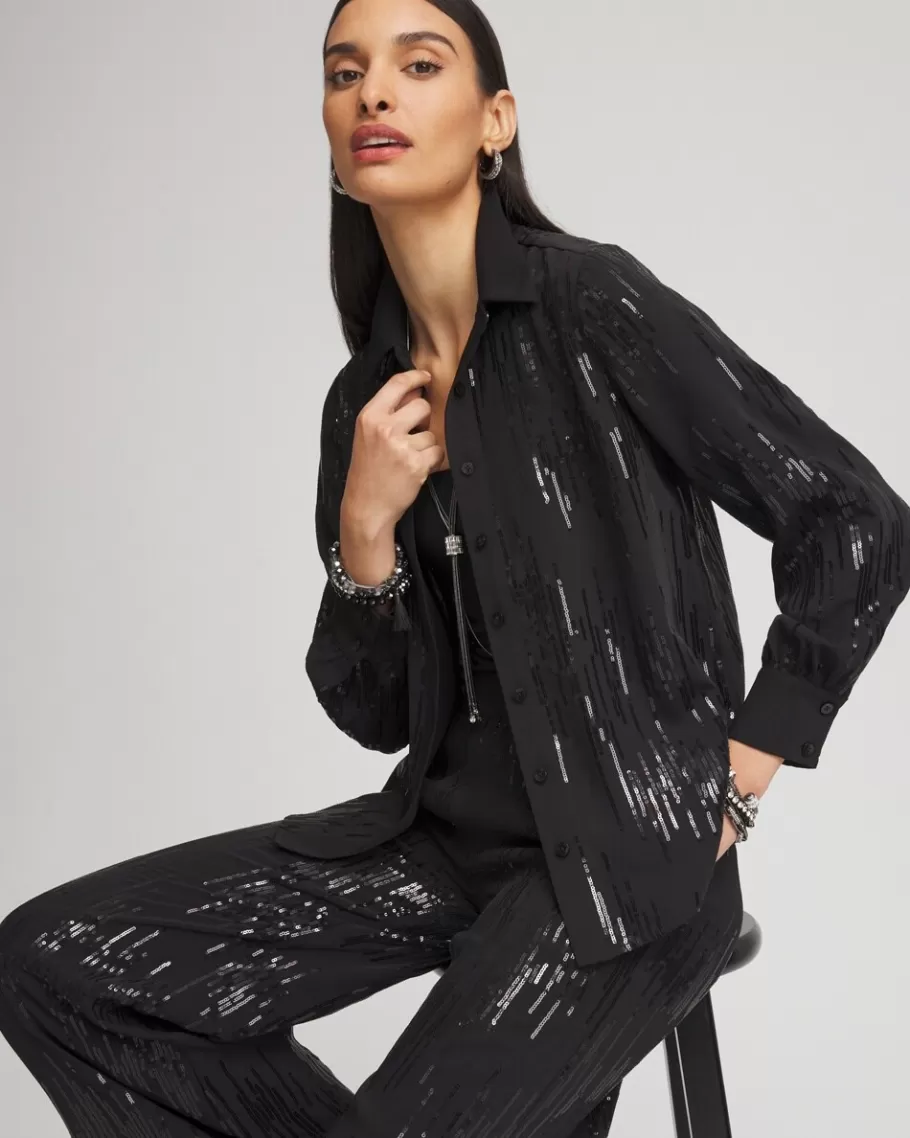 Chico's Sequined Satin Shirt