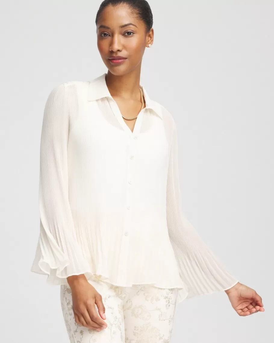 Chico's Sheer Pleated Blouse