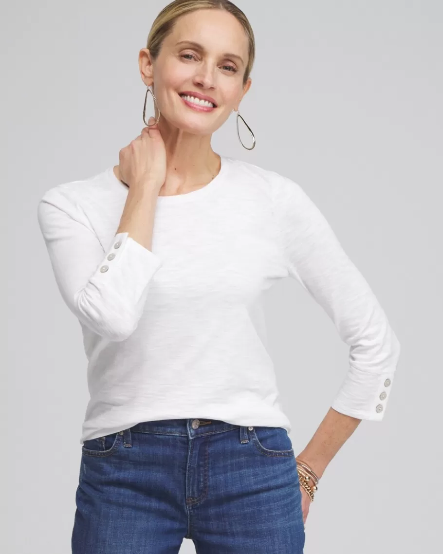 Chico's 3/4 Sleeve Button Tee