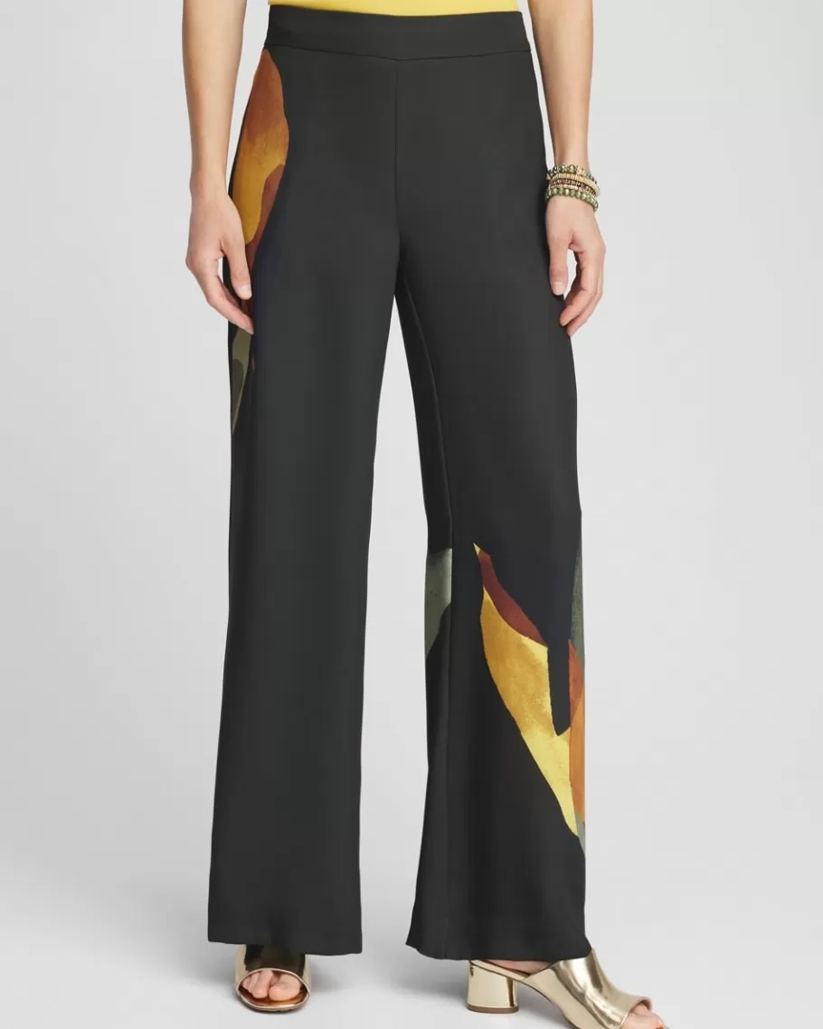 Chico's Soft Pull-On Print Wide Leg Pants