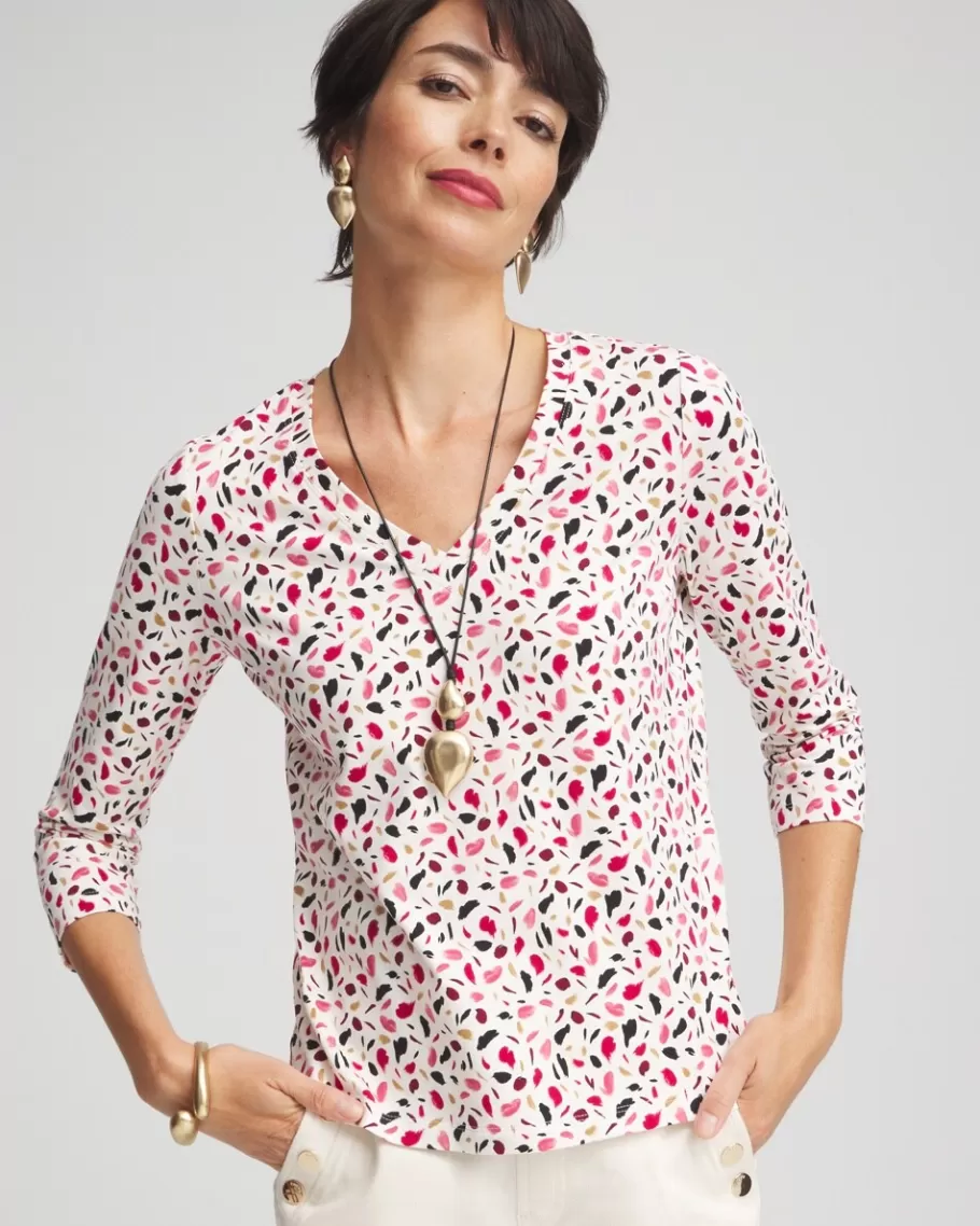 Chico's Spots 3/4 Sleeve Perfect Tee