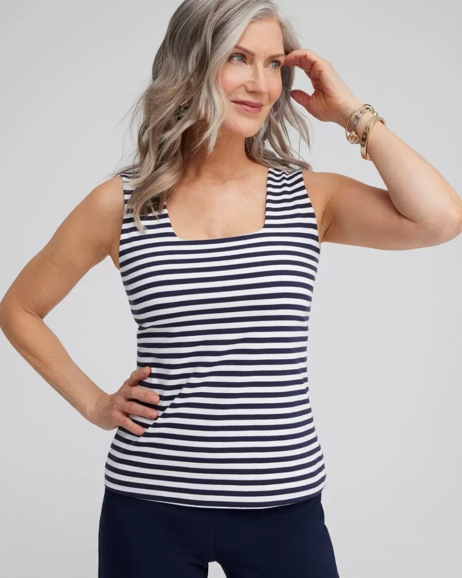 Chico's Stripe Square Neck Tank