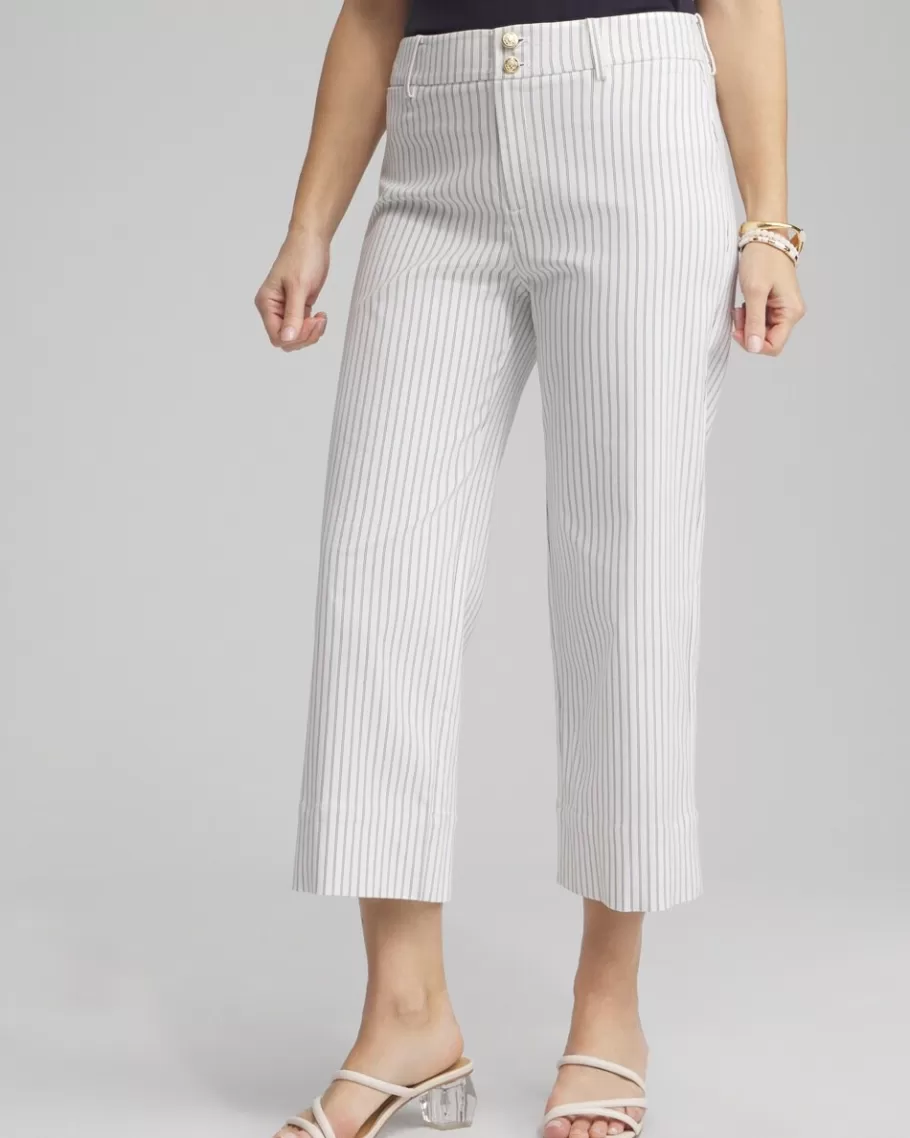 Chico's Stripe Trapunto Cropped Pants