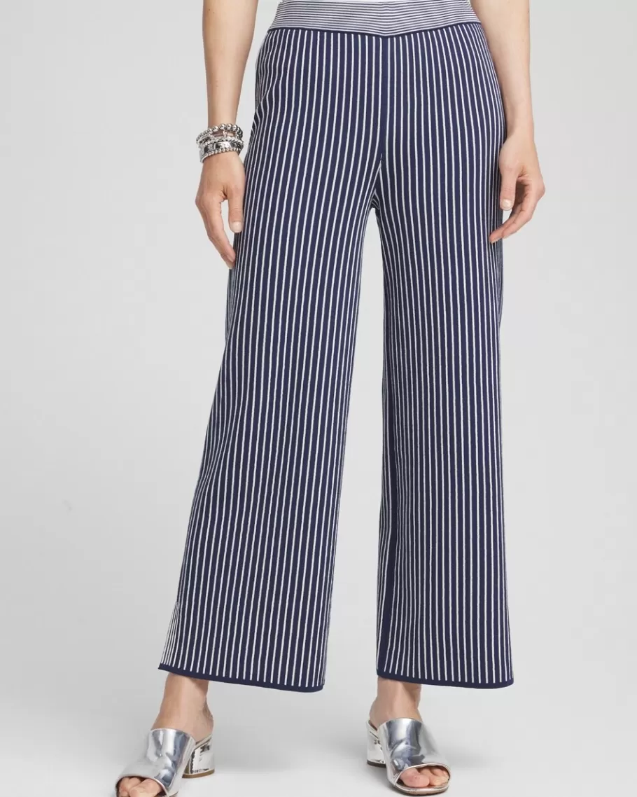 Chico's Stripe Wide Leg Sweater Cropped Pants