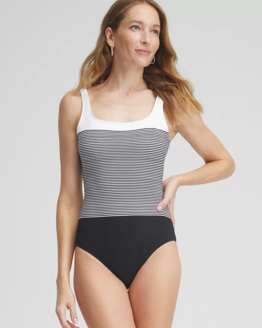 Chico's Striped One Piece Swimsuit