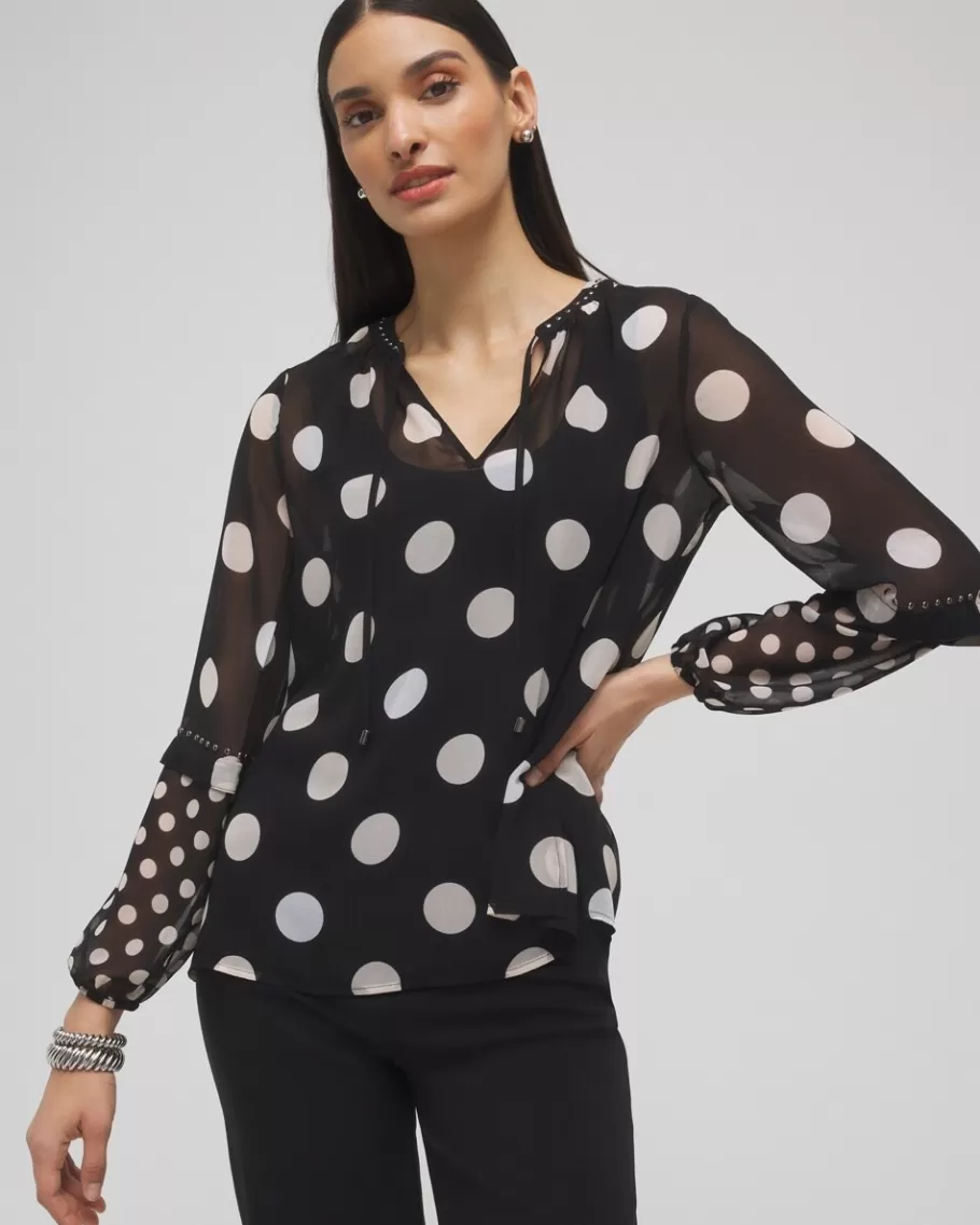 Chico's Studded Polka Dot Blouse