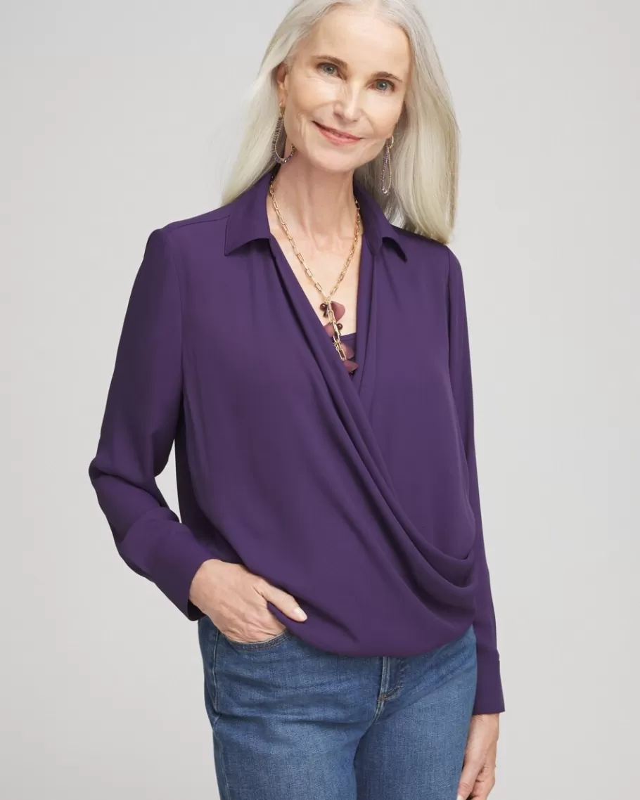 Chico's Surplice Bubble Hem Shirt