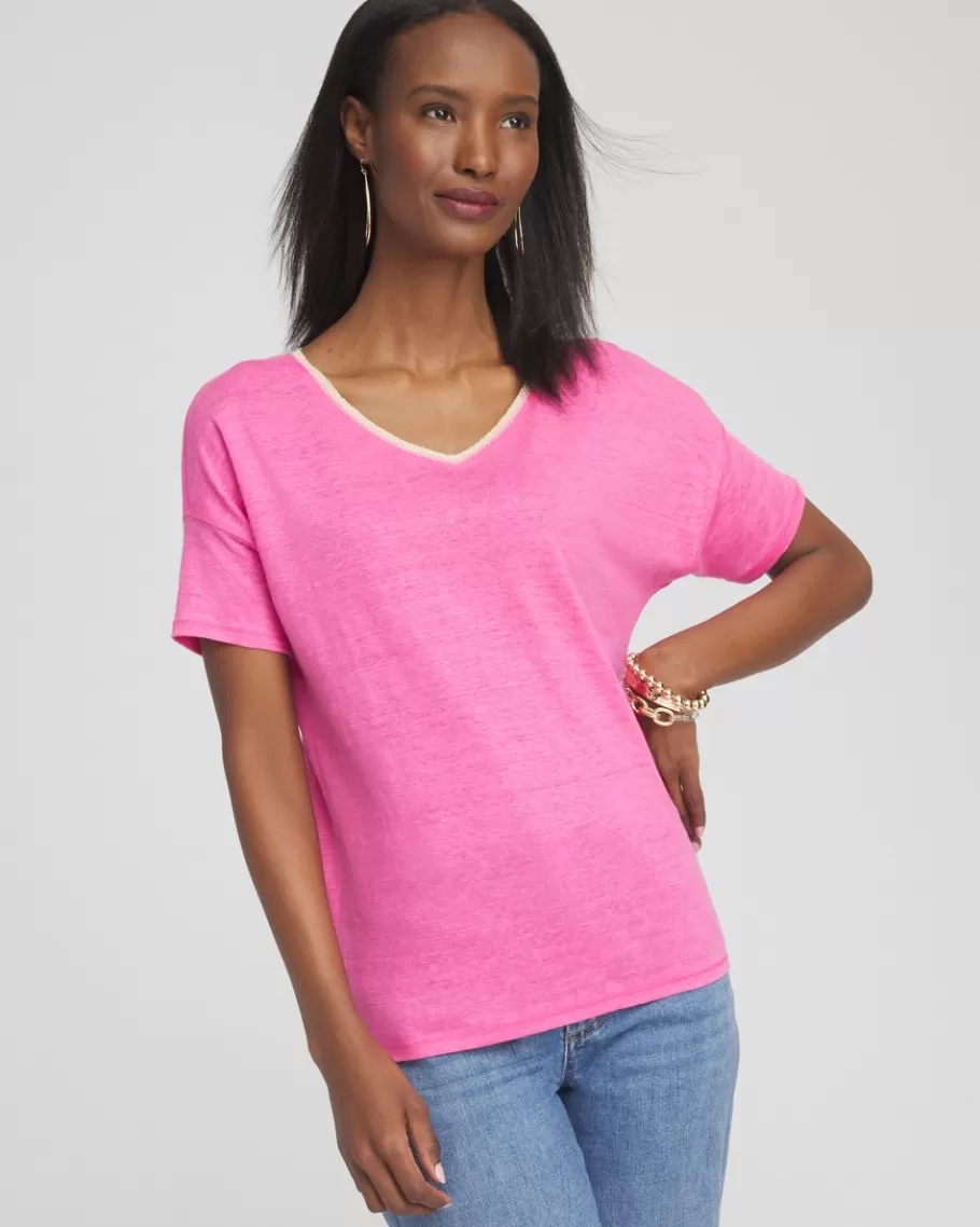 Chico's Sweater Trim Linen Tee