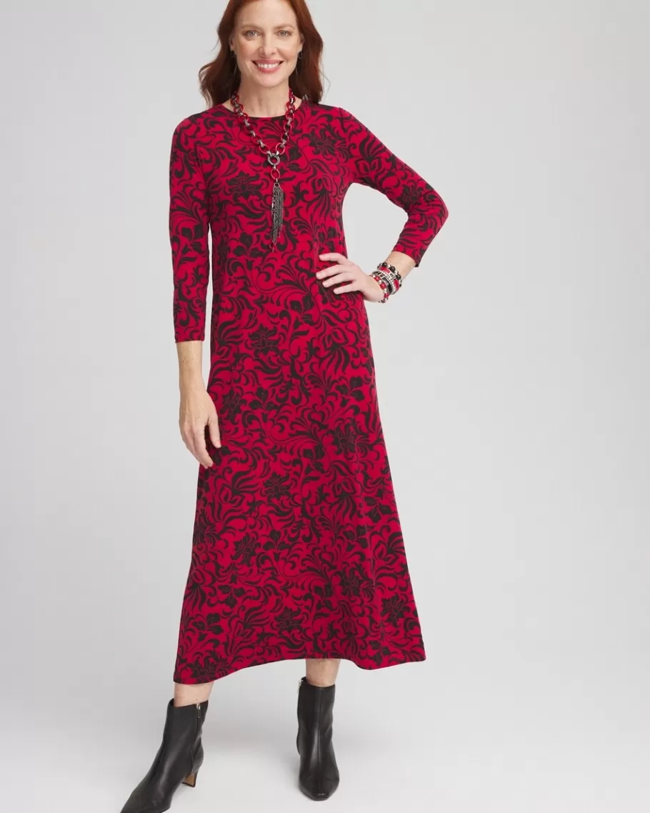 Chico's Swirl Print Long-Sleeve Maxi Dress