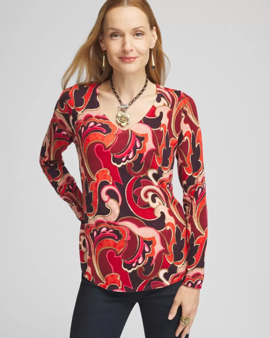 Chico's Swirl V-Neck Pullover Sweater