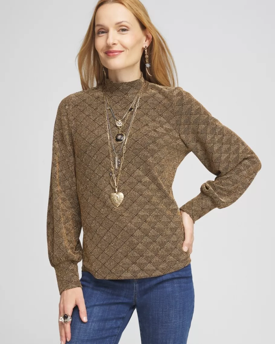 Chico's Textured Mock-Neck Top