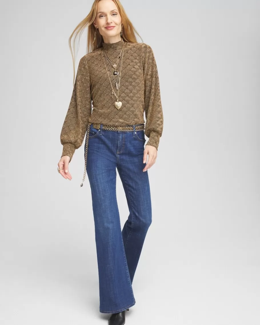 Chico's Textured Mock-Neck Top