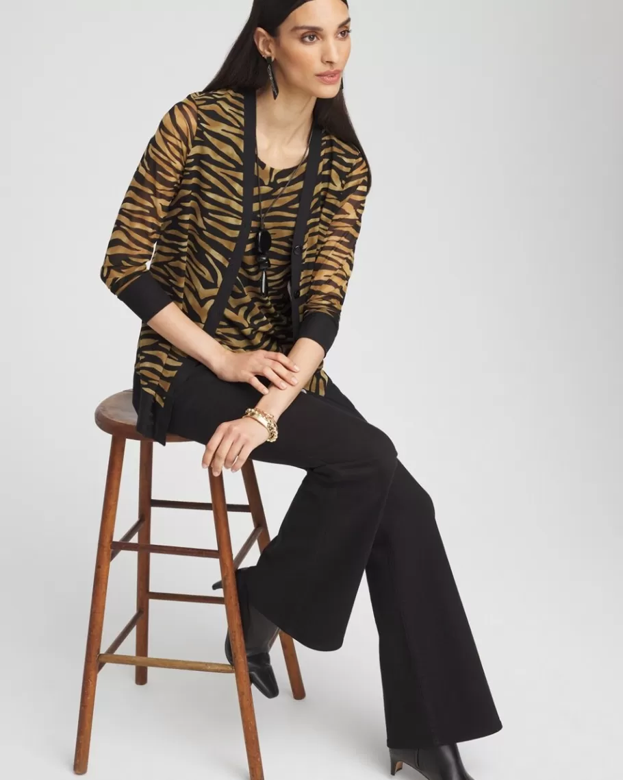 Chico's Tiger Print Mesh Cardigan