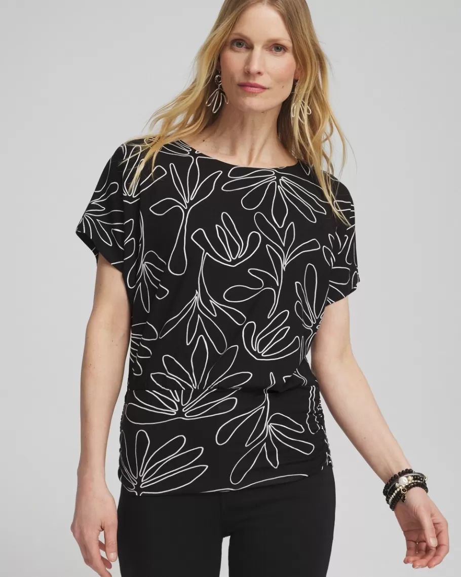 Chico's Touch Of Cool™ Abstract Ruched Banded Hem Top