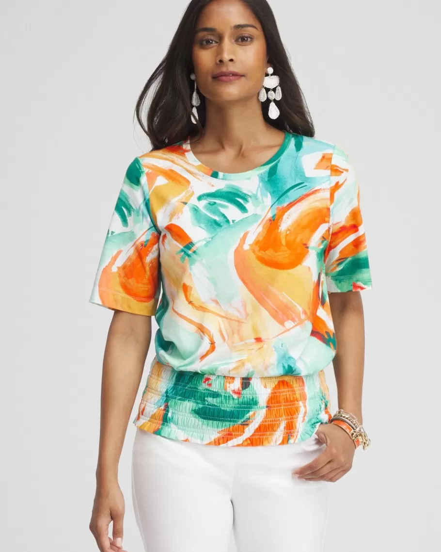 Chico's Touch Of Cool™ Abstract Smocked Waist Tee