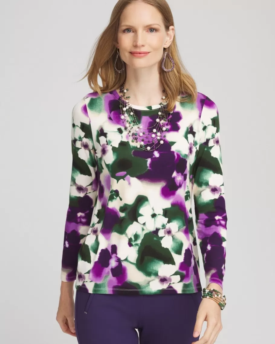 Chico's Touch Of Cool™ Bloom Long Sleeve Layering Tee