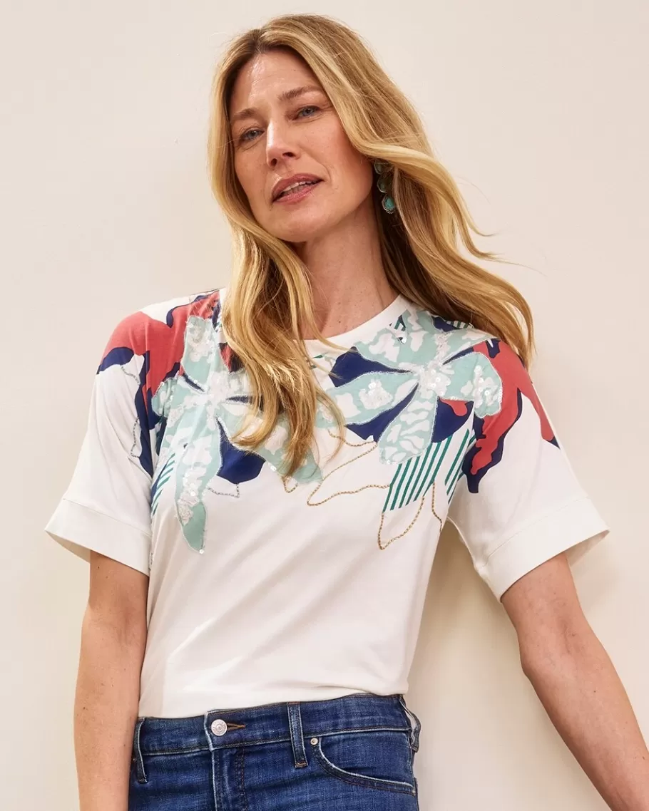 Chico's Touch Of Cool™ Floral Artisan Sequin Tee