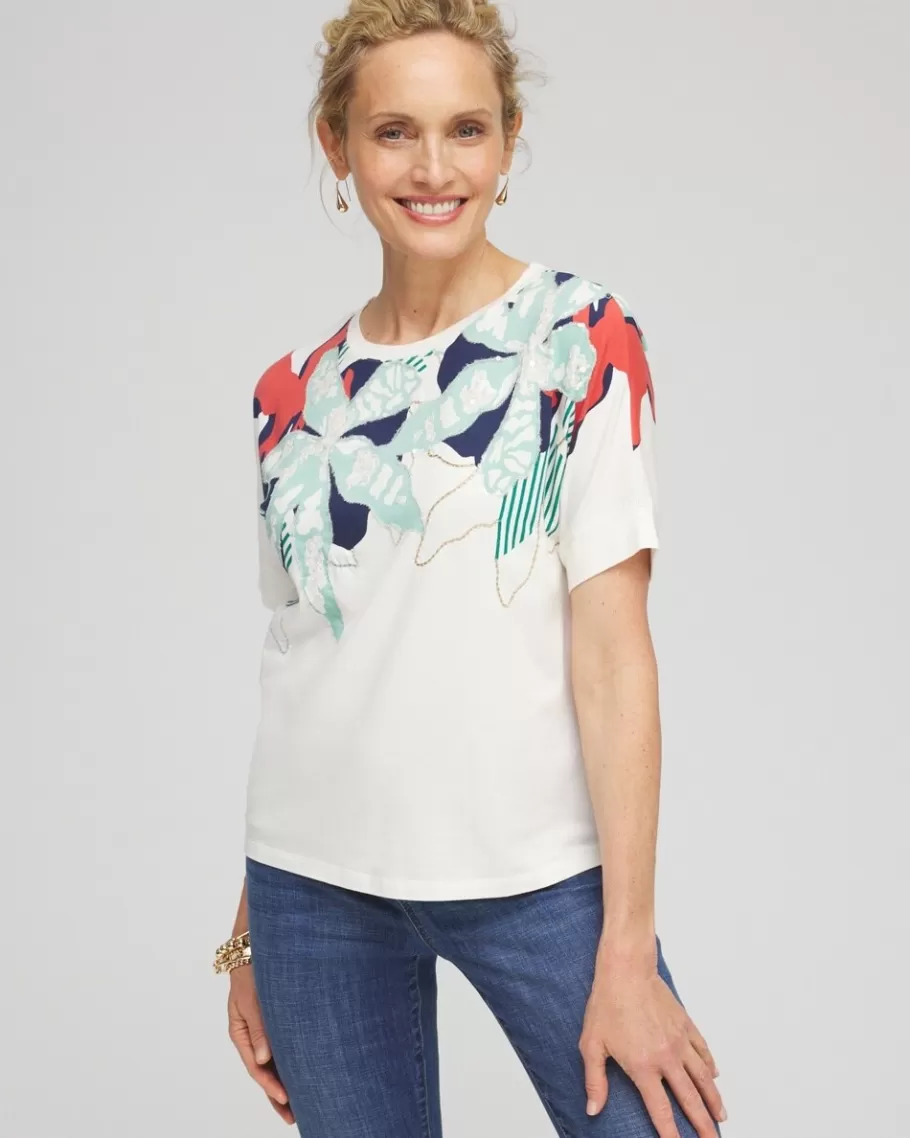 Chico's Touch Of Cool™ Floral Artisan Sequin Tee