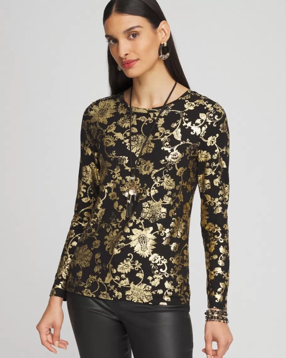 Chico's Touch Of Cool™ Foiled Floral Layering Tee