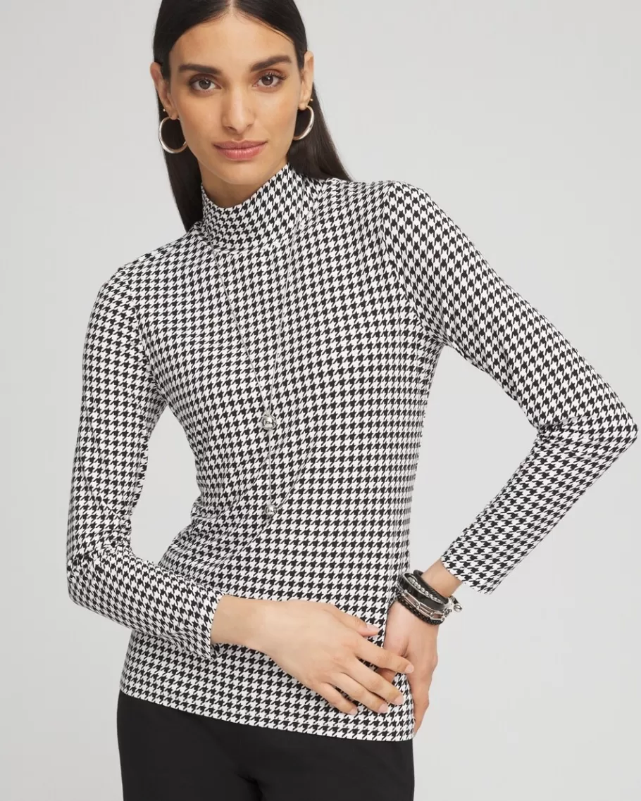 Chico's Touch Of Cool™ Houndstooth Mock Neck Layering Tee