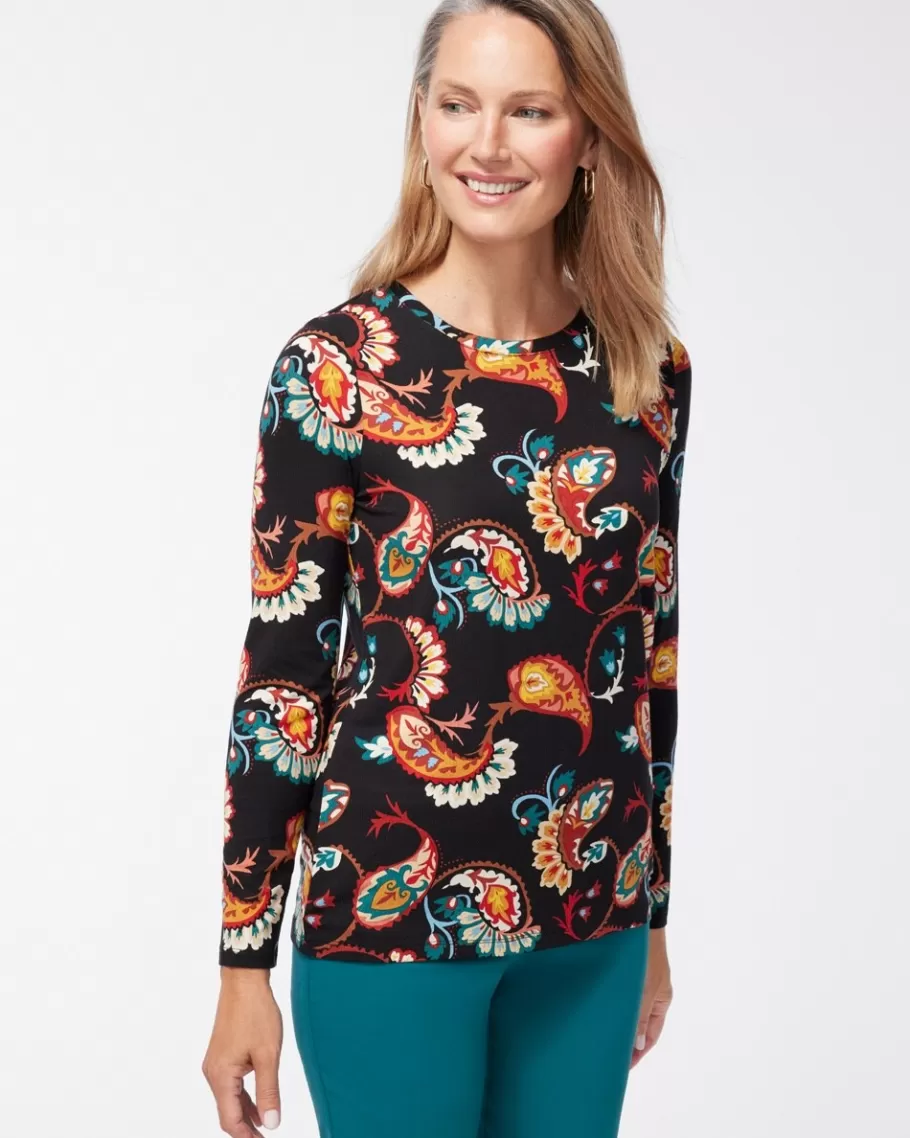 Chico's Touch Of Cool Multi Paisley Layering Tee