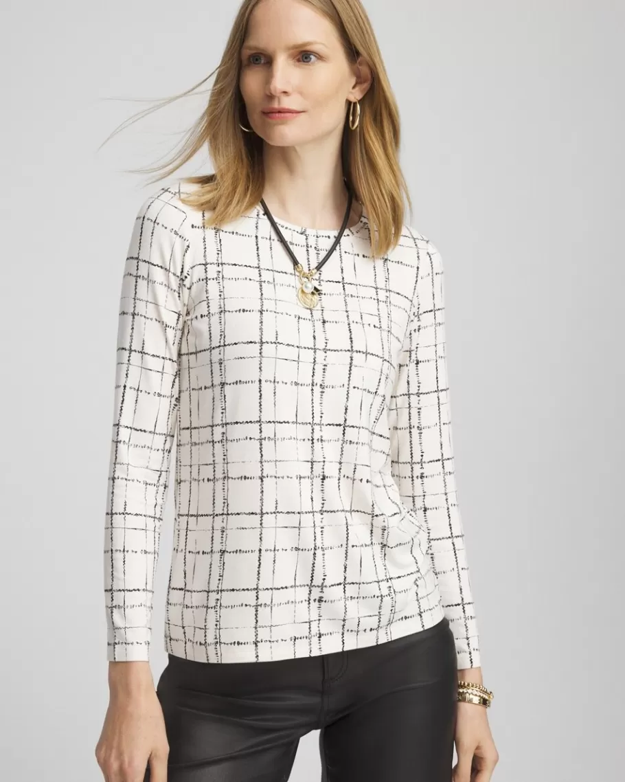 Chico's Touch Of Cool™ Plaid Long Sleeve Layering Tee