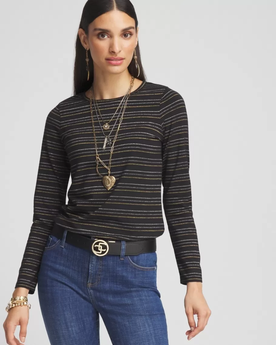 Chico's Touch Of Cool™ Shine Stripes Layering Tee