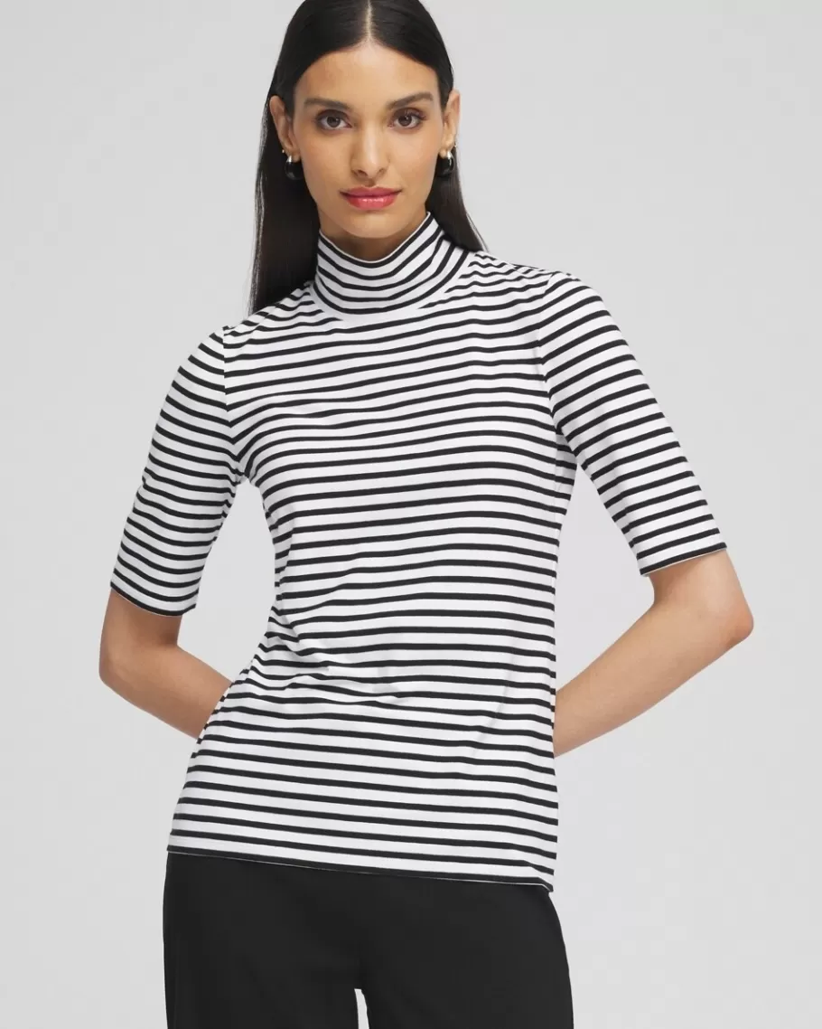 Chico's Touch Of Cool™ Stripe Mock Neck Tee