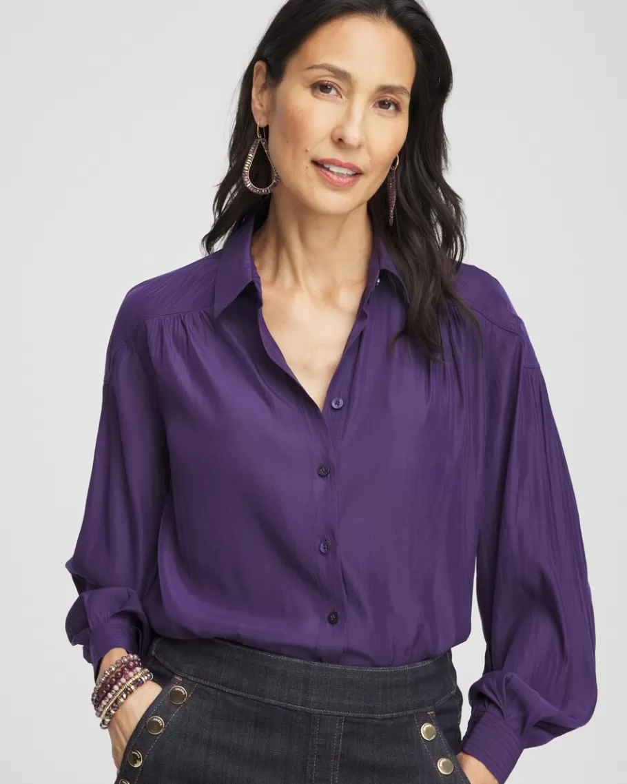 Chico's Trapunto Shoulder Blouse