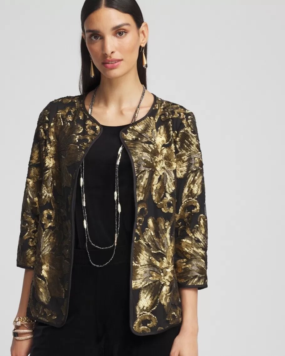 Chico's Travelers™ Collection Embroidered Sequin Jacket