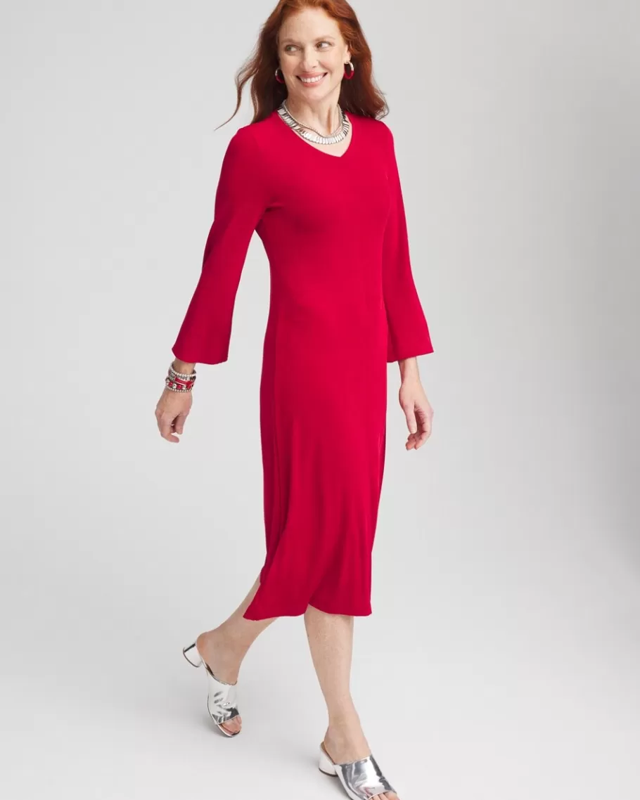 Chico's Travelers™ High V-Neck Bell Sleeve Dress