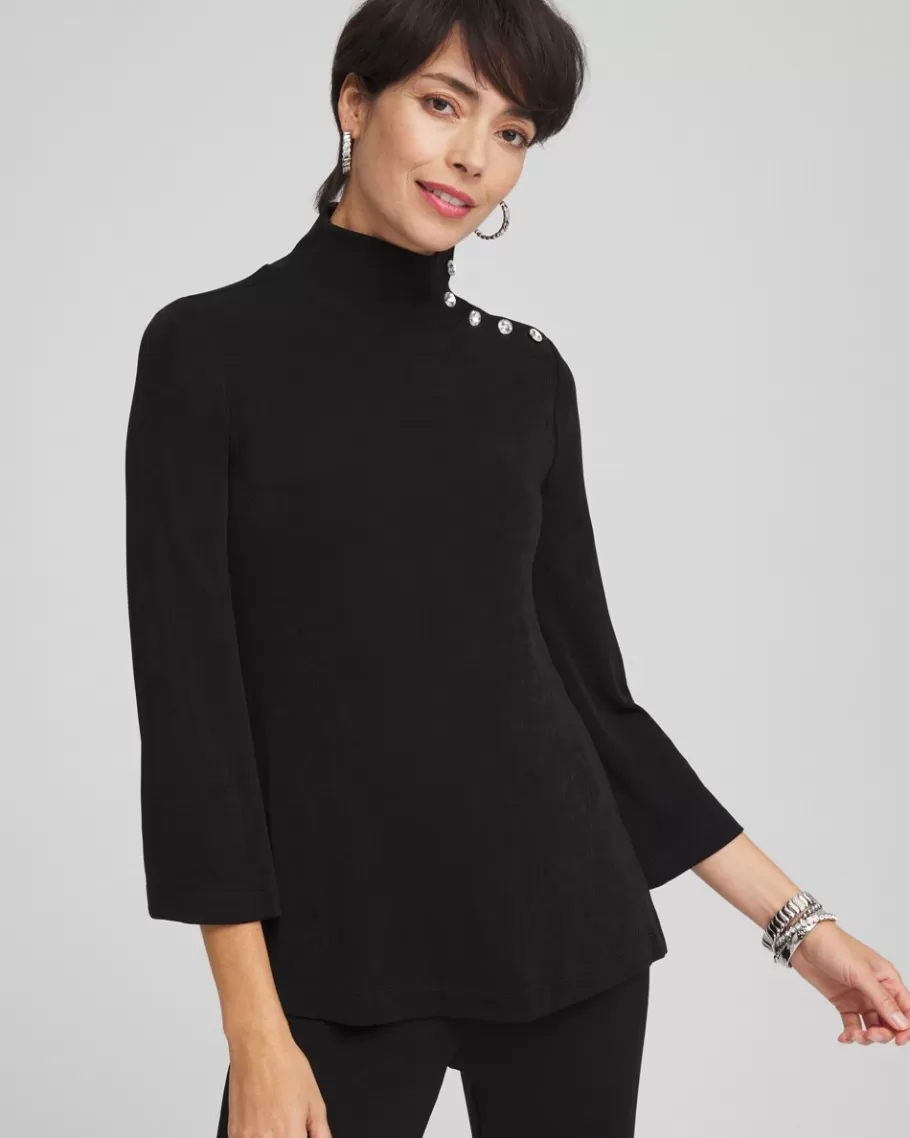 Chico's Travelers™ Mock Neck Diamond Button Tunic