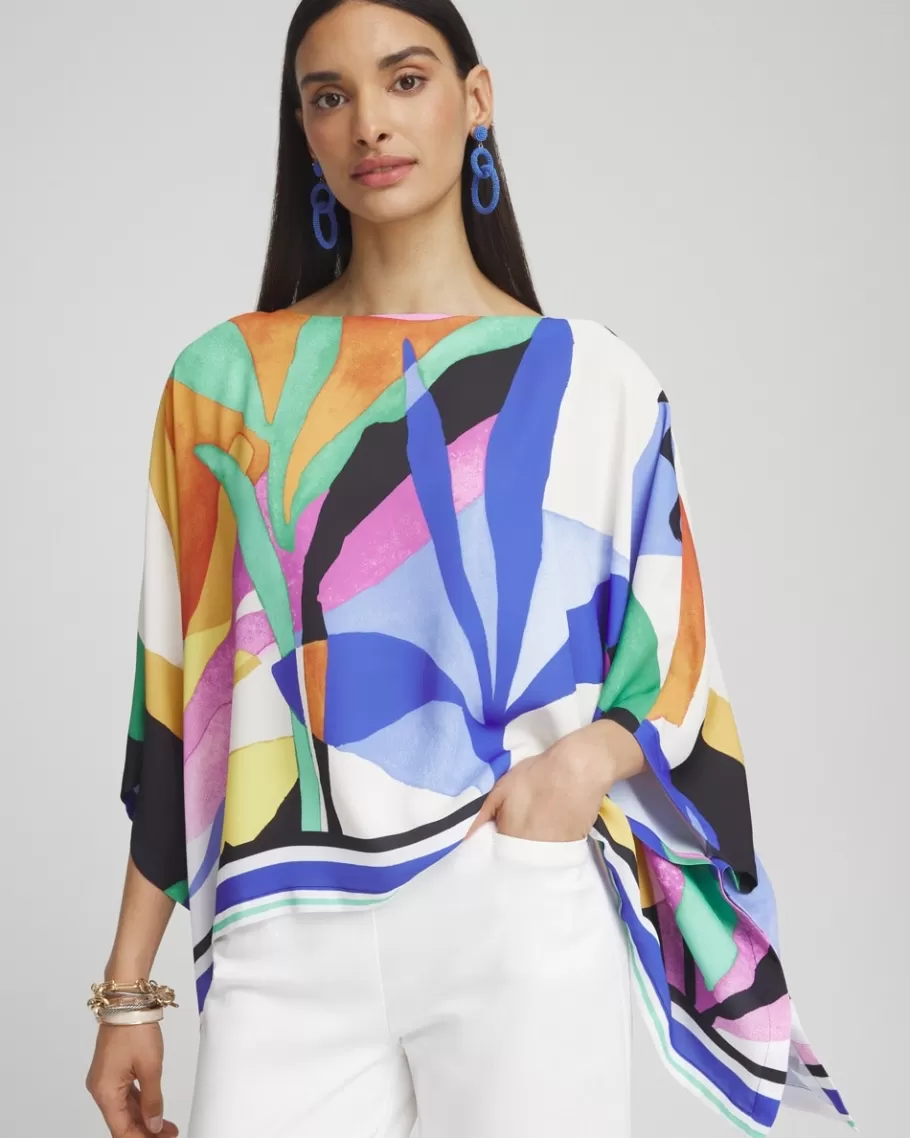 Chico's Tropical Border Stripe Poncho