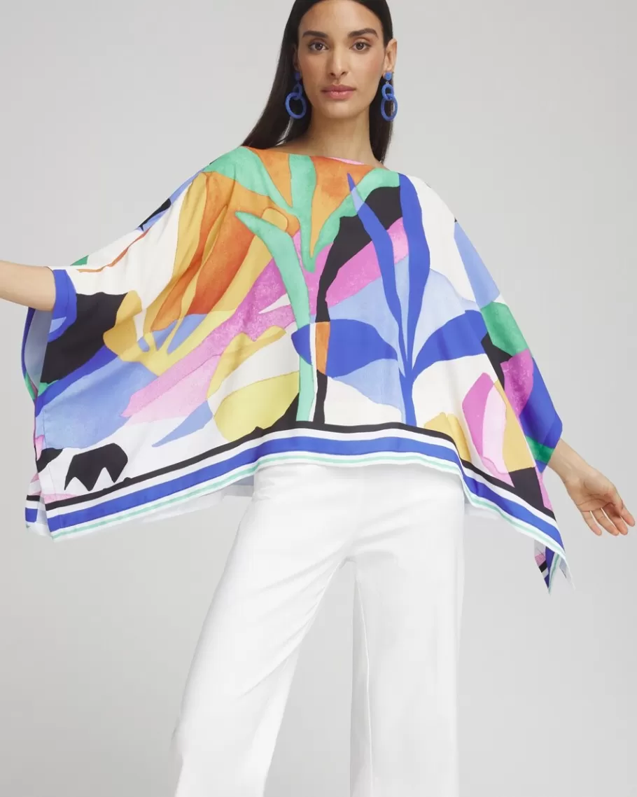 Chico's Tropical Border Stripe Poncho