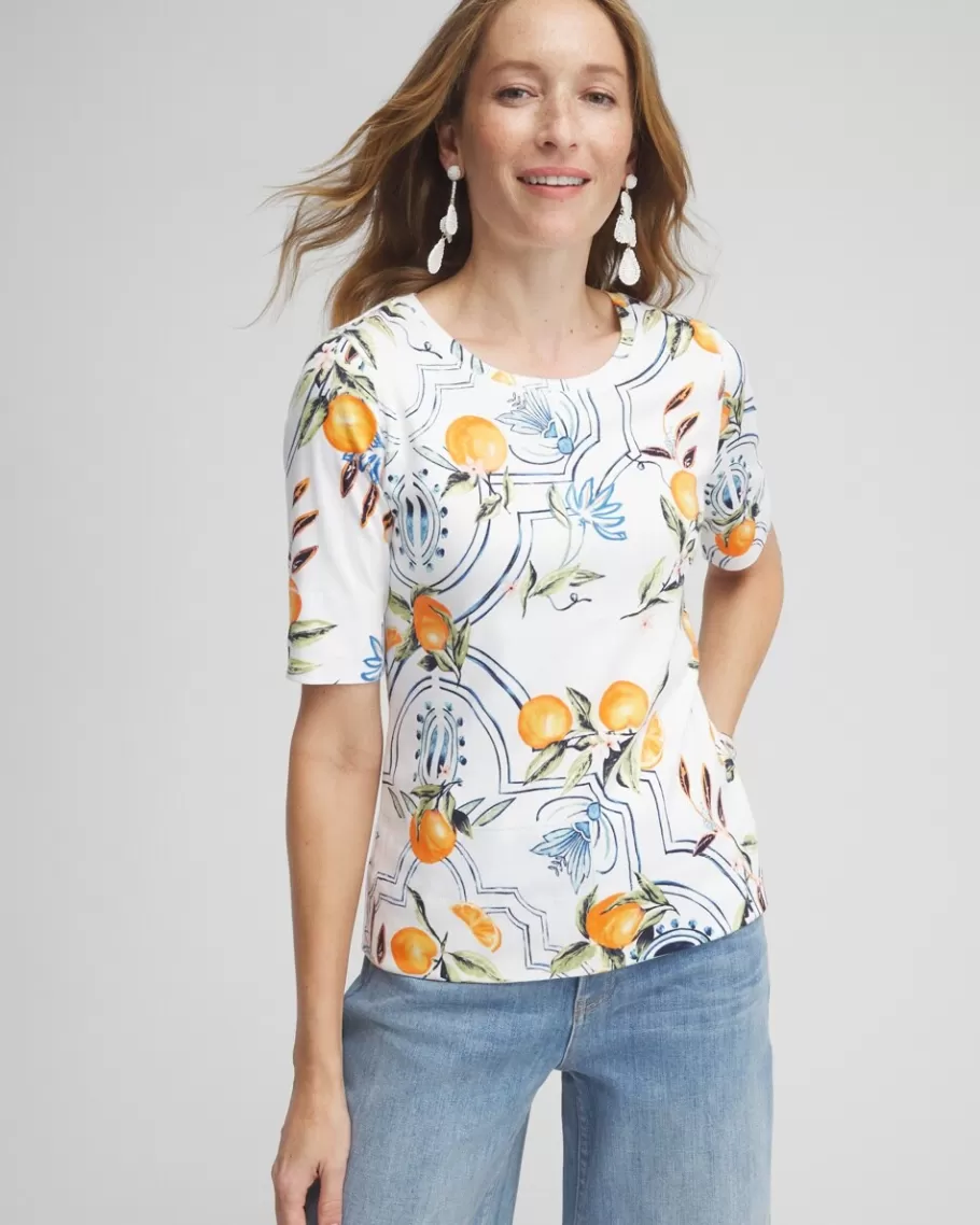 Chico's Tropical Jewel Neck Tee