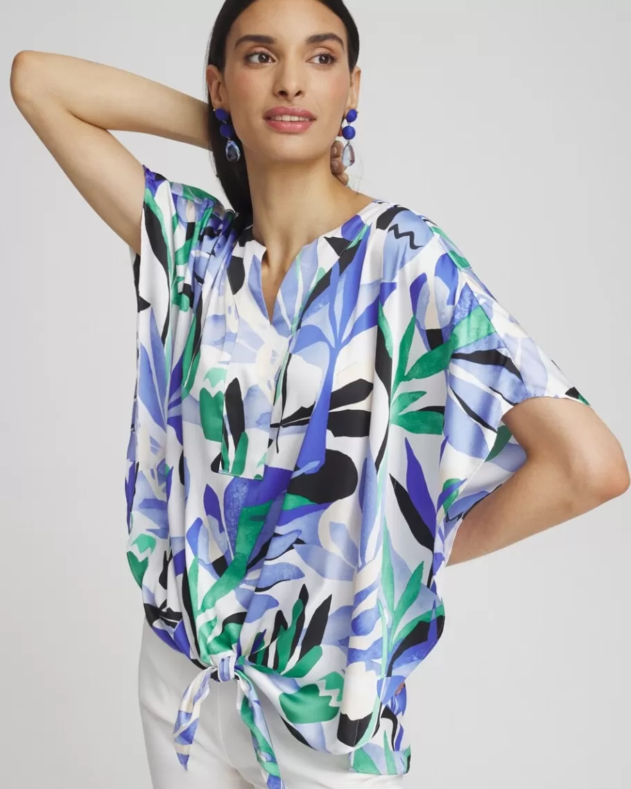 Chico's Tropical Satin Tie-Front Tunic