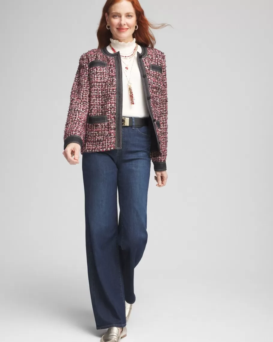 Chico's Tweed & Denim Trim Jacket