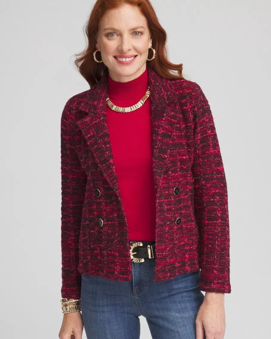 Chico's Tweed Double-Breasted Sweater Blazer